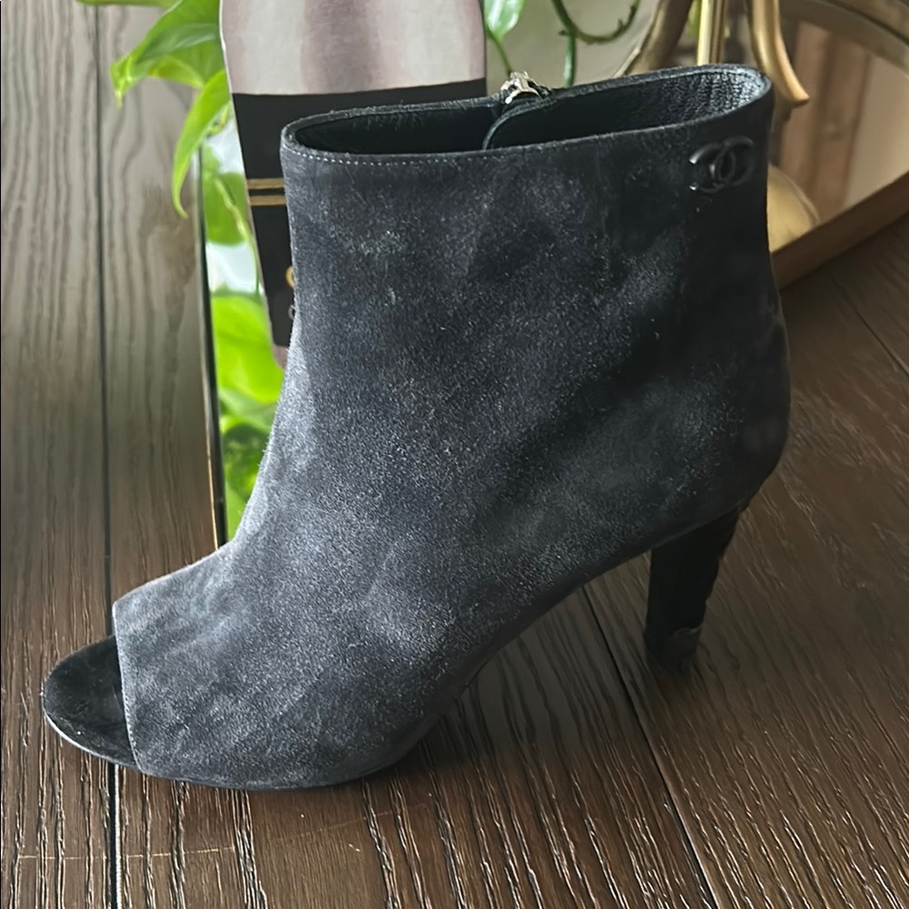 Chanel Authentic Black Suede Women's Ankle Boots - Picture 2 of 8